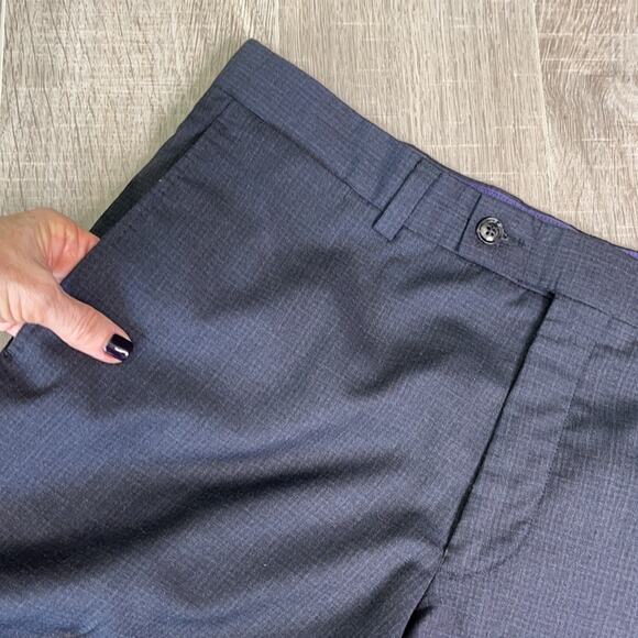 TED BAKER 100% Wool Charcoal Gray Flat Front Dress Slacks Jefferson Pants - Picture 9 of 11